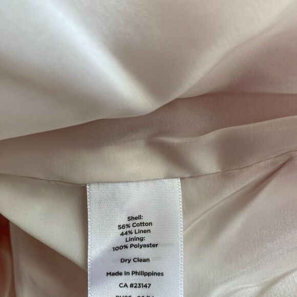 Talbots A Line Mini Dress Women's Sz 8 Beige Red Sleeveless Linen Blend Pleated - Picture 4 of 5